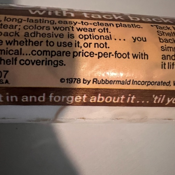 Rubbermaid Shelf Liner  NEW Vintage 1978 Item 1607 10ft x 12" - Almond - Picture 5 of 5